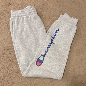 Champion Kids Light Gray Joggers with Blue Logo